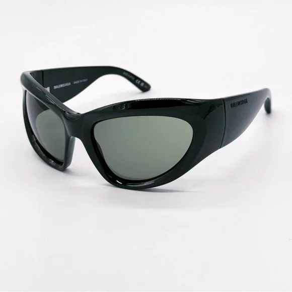 NEW BALENCIAGA BB0228S 002 OVAL GREEN UNISEX SUNGLASSES BALENCIAGA